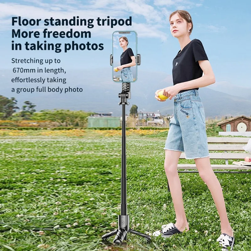 K25MINI Portable Bluetooth-Compatible Selfie Stick Smartphone Photography Tripod with 2 Fill Lights