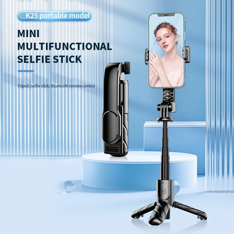 K25MINI Portable Bluetooth-Compatible Selfie Stick Smartphone Photography Tripod with 2 Fill Lights