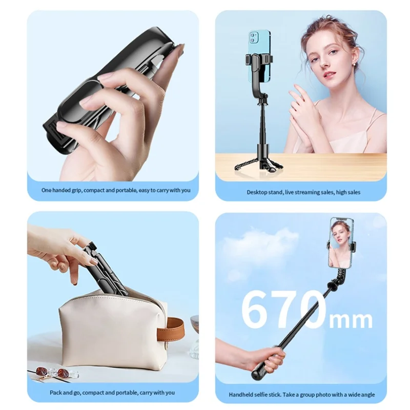 K25MINI Portable Bluetooth-Compatible Selfie Stick Smartphone Photography Tripod with 2 Fill Lights