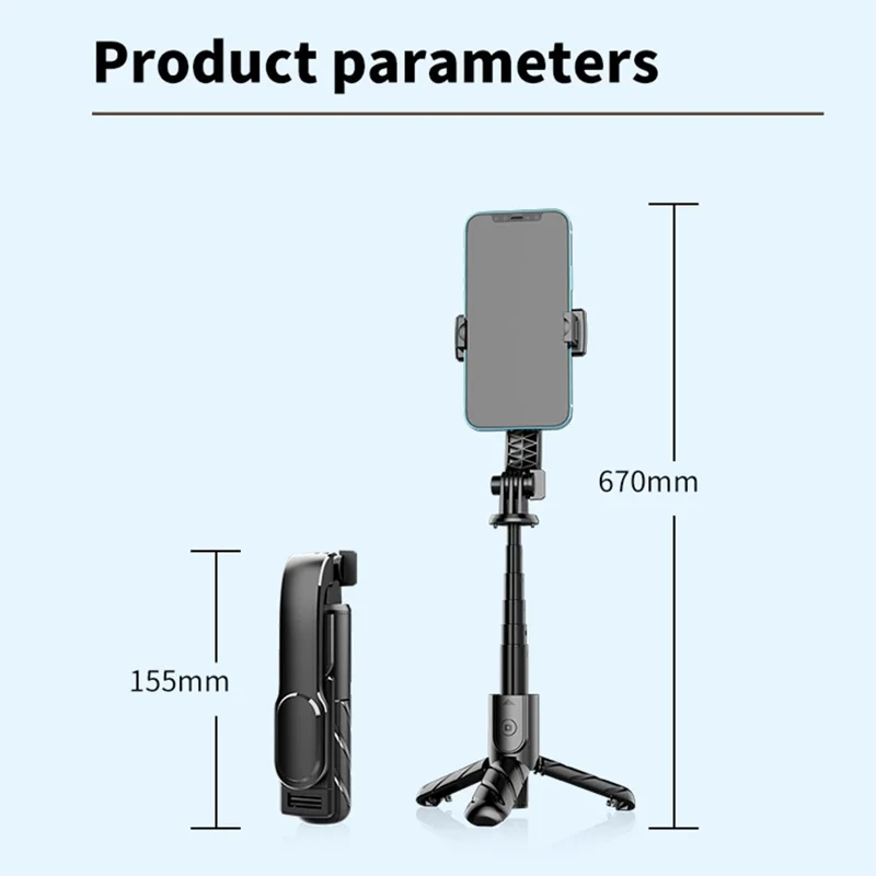 K25MINI Portable Bluetooth-Compatible Selfie Stick Smartphone Photography Tripod with 1 Square Fill Light