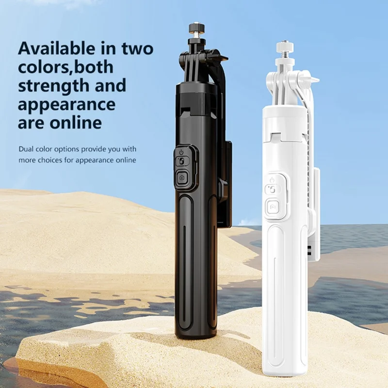 K27 Bluetooth-Compatible Selfie Stick Phone Extendable Live Streaming 4-Leg Stand with 1 Fill Light - Black