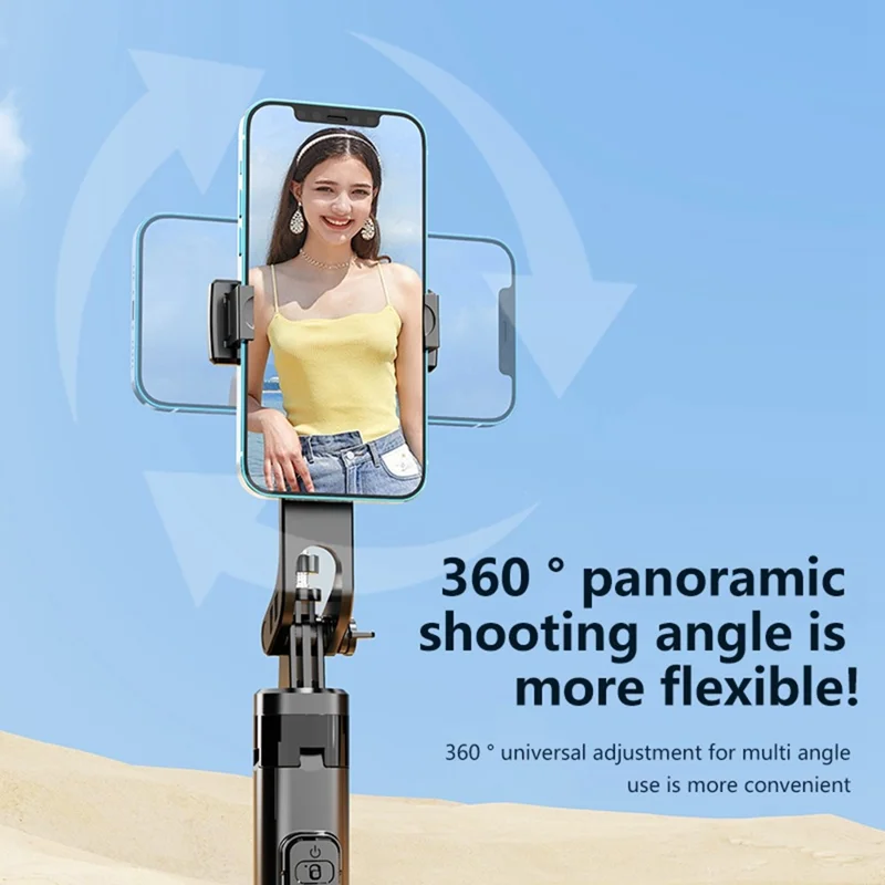 K27 Bluetooth-Compatible Selfie Stick Phone Extendable Live Streaming 4-Leg Stand with 2 Fill Lights - Black