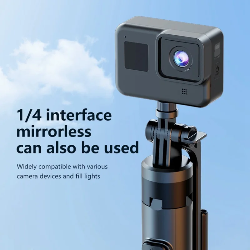 K27 Bluetooth-Compatible Selfie Stick Phone Extendable Live Streaming 4-Leg Stand with 2 Fill Lights - Black