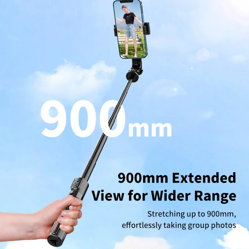 K26 Bluetooth-Compatible Phone Selfie Stick Portable Travel Extendable Live Streaming Tripod with 2 Fill Lights - Black