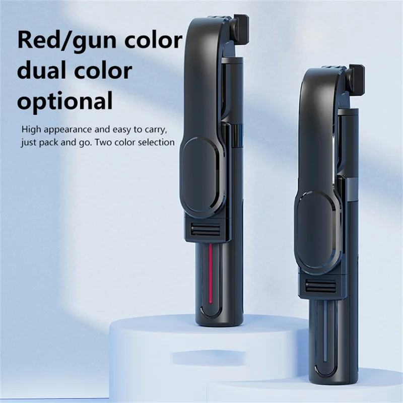 K26 Bluetooth-Compatible Phone Selfie Stick Portable Travel Extendable Tripod with 1 Square Fill Light - Red