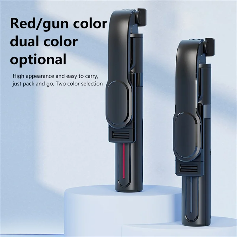 K26 Bluetooth-Compatible Phone Selfie Stick Portable Travel Extendable Tripod with 2 Square Fill Lights - Red