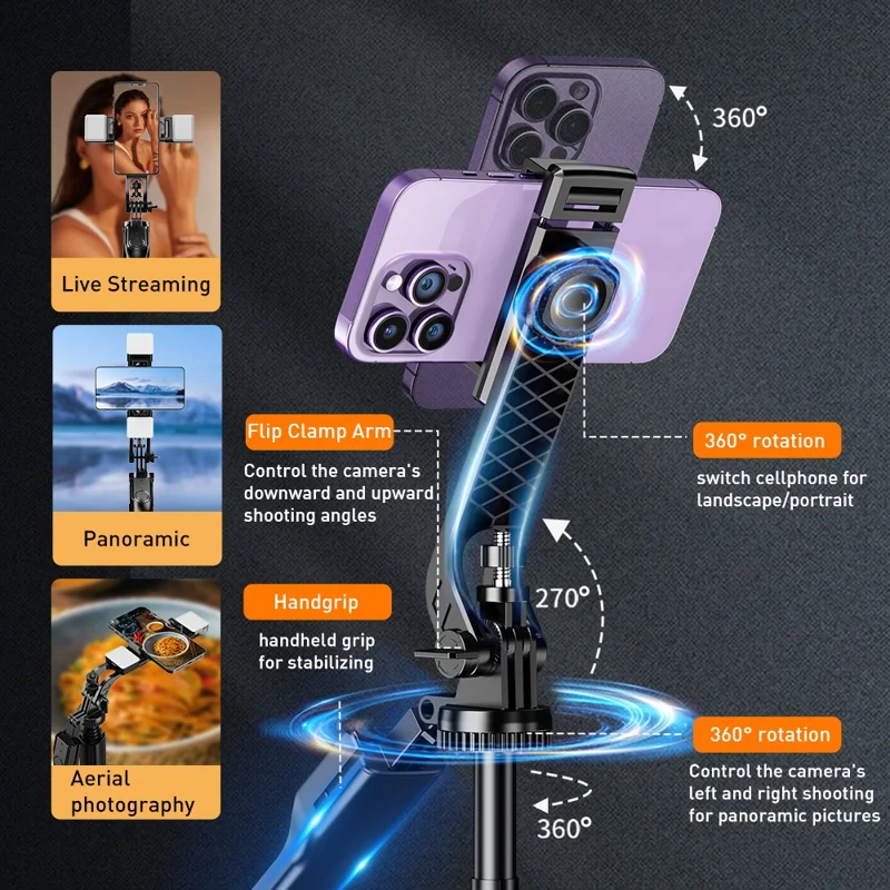 Trépied Selfie Stick Alliage d'Aluminium k31 Télécommande Smartphone Live Streaming Photographie Stand
