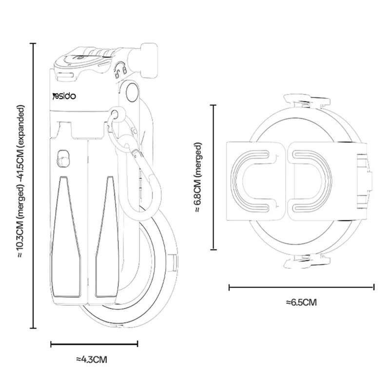 YESIDO SF31 MINI Tripod Selfie Stick Magnetic Phone Mount Remote Selfie Stick for Travel / Vlogging