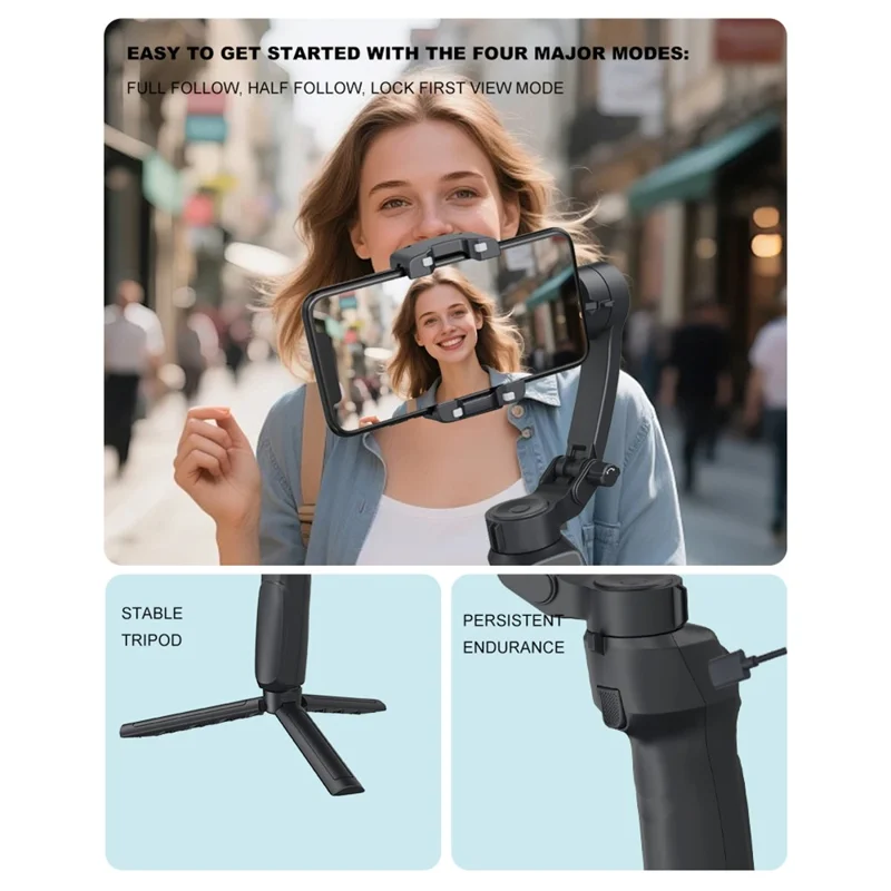 F11 Lite Foldable Handheld Stabilizer Anti-Shake Gimbal 3-Axis for Smartphone Vlogging / Live Streaming