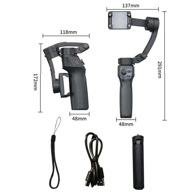 F11 Lite Foldable Handheld Stabilizer Anti-Shake Gimbal 3-Axis for Smartphone Vlogging / Live Streaming