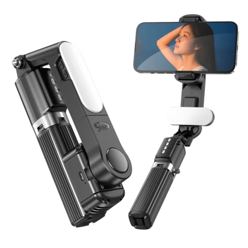 Q35 Extendable LED Selfie Stick Cellphone Tripod Gimbal Stabilizer with Fill Light for Smartphones