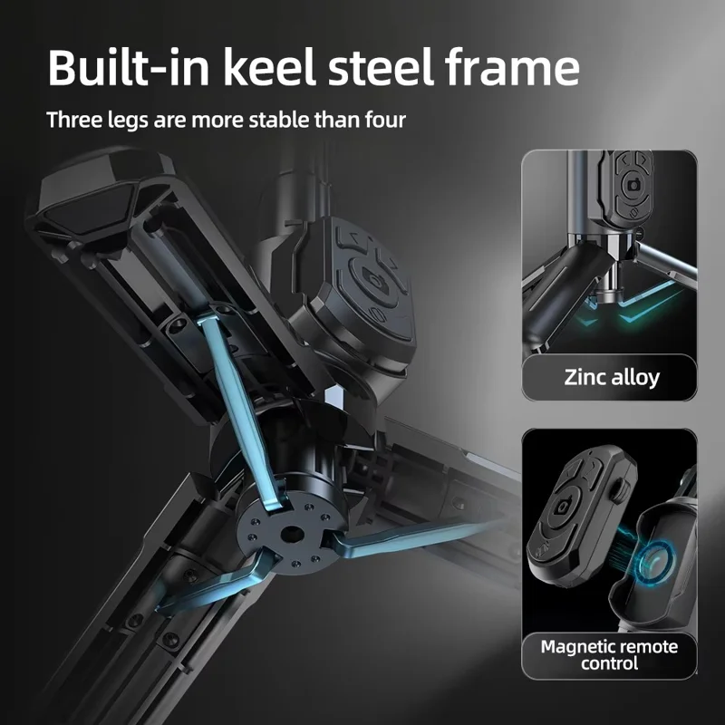 Q33 Mini Tripod Selfie Stick Stabilizer Anti-Shake with Fill Light  /  Remote Control for Photography