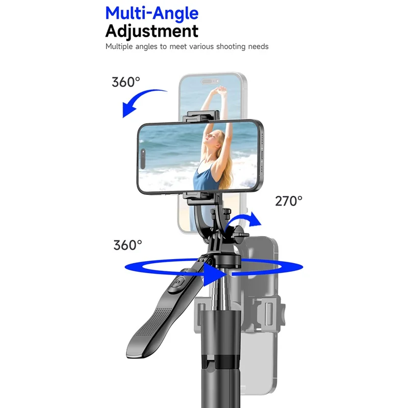 L15TT Auto Pop Up Treppiede Anti Shake Stand a Pavimento in Acciaio Inossidabile Asta Estensibile Selfie Stick