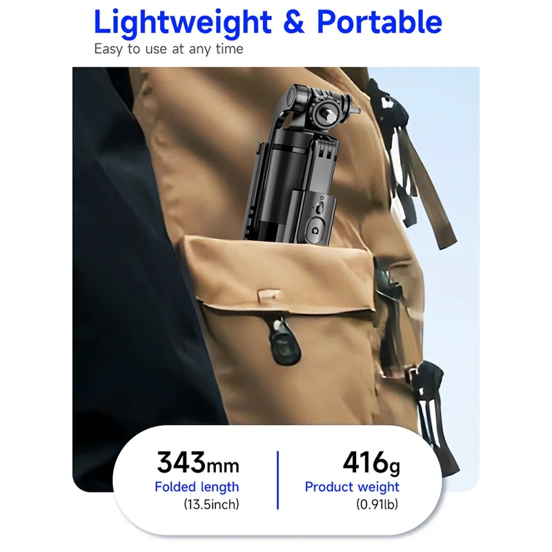 L15TT Auto Pop Up Treppiede Anti Shake Stand a Pavimento in Acciaio Inossidabile Asta Estensibile Selfie Stick