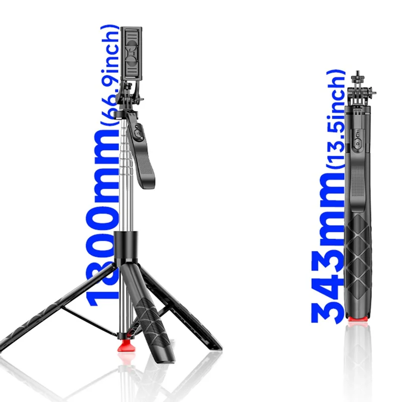 L15TT Auto Pop Up Treppiede Anti Shake Stand a Pavimento in Acciaio Inossidabile Asta Estensibile Selfie Stick