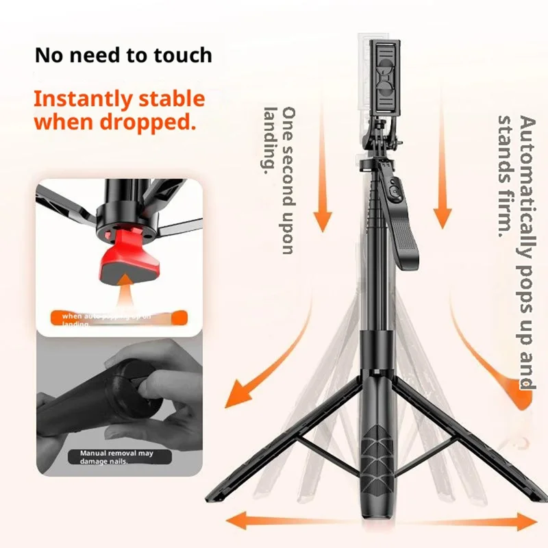 عصا سيلفي قابلة للتمديد من سبائك الألمنيوم L16TT، حامل أرضي تلقائي مضاد للهزة لتصوير بانورامي