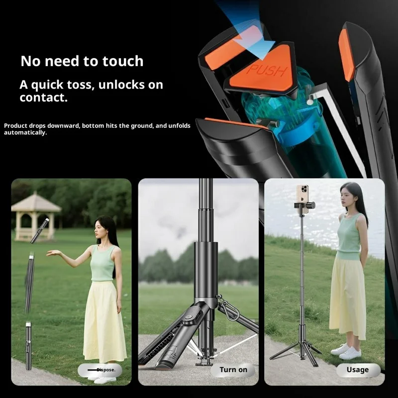 P24 Portable Selfie Stick Phone Holder for Live Streaming Travel Anti Shake Extendable Tripod - Black