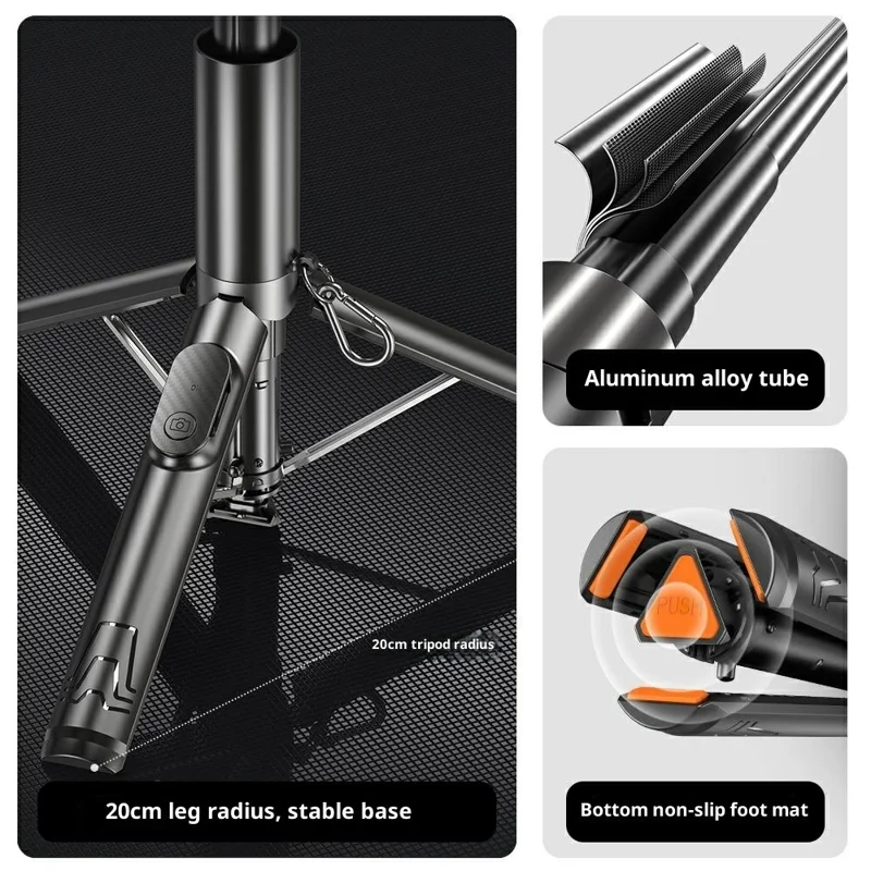 P24 Portable Selfie Stick Phone Holder for Live Streaming Travel Anti Shake Extendable Tripod - Black