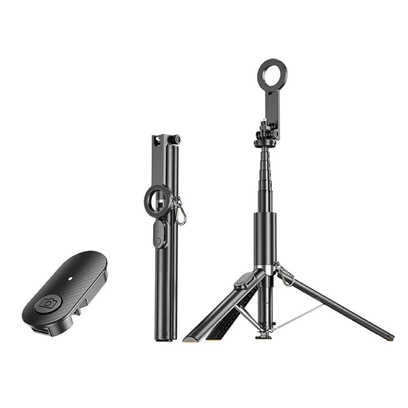 P27-MF Magnetic Selfie Stick Tripod Auto Pop Up Portable Extendable Monopod Bluetooth-Compatible Remote Control - Black