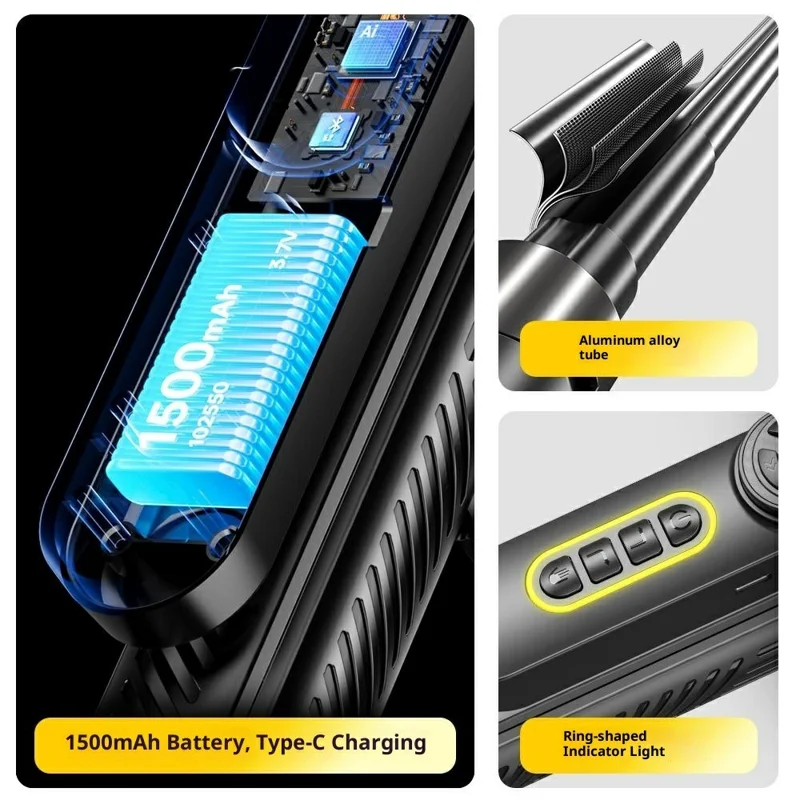 Q625 1,83 m Bluetooth-compatibele vierpotige selfie-stick met AI-tracking en anti-trilfunctie - Zwart