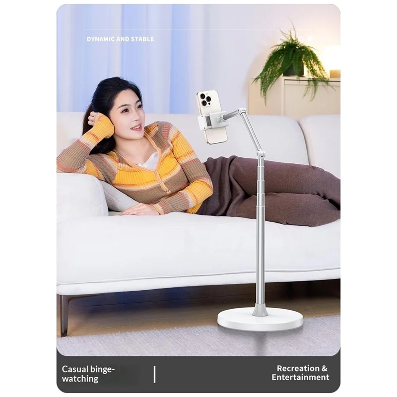 X9 Integrated Foldable Phone Floor Stand Telescopic Adjustable Overhead Shooting Stand for Live Streaming - White