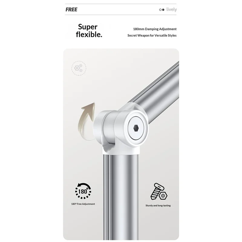 X9 Integrated Foldable Phone Floor Stand Telescopic Adjustable Overhead Shooting Stand for Live Streaming - White