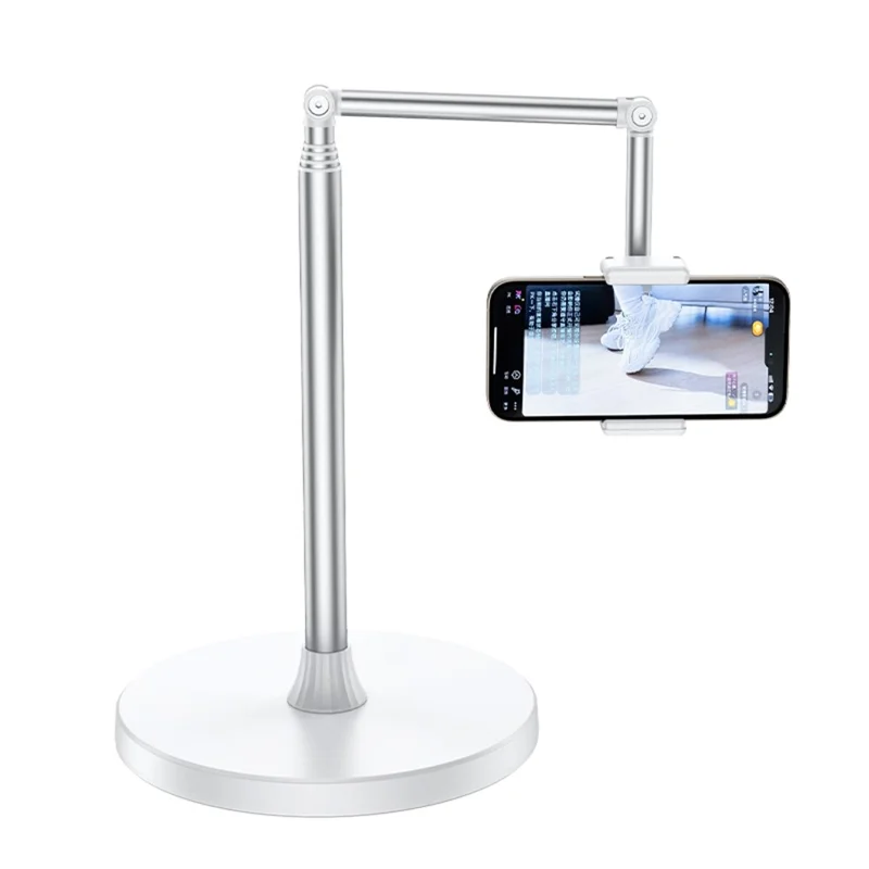 X9 Integrated Foldable Phone Floor Stand Telescopic Adjustable Overhead Shooting Stand for Live Streaming - White