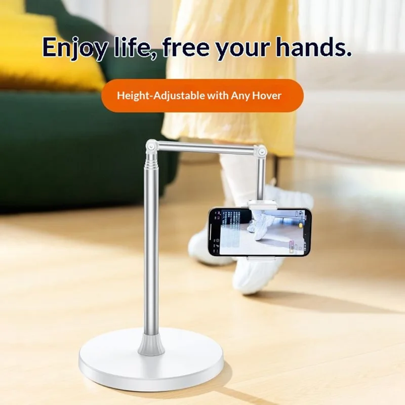 X9 Integrated Foldable Phone Floor Stand Telescopic Adjustable Overhead Shooting Stand for Live Streaming - White