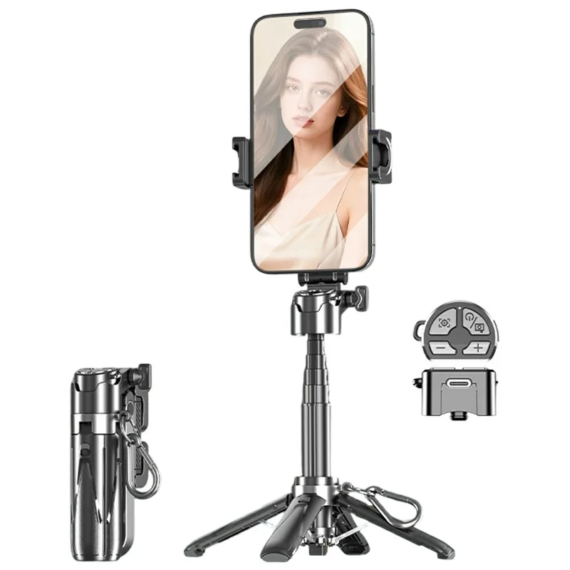 P15-Y Selfie Stick Extendable Tripod Stand with Remote Control for Smartphones - Black