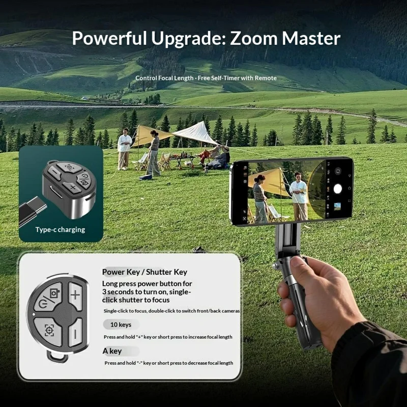 P15-Y Mini Selfie Stick with Single K Pocket Lights / Remote Control, Portable Extendable Phone Tripod Stand - Black