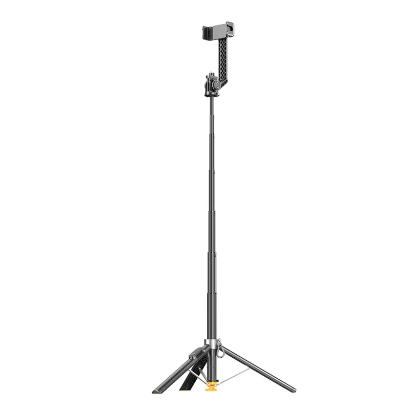 P61 Stretchable Selfie Stick with Dual Square Fill Lights, Auto Pop-Up Cell Phone Tripod Stand Remote Control for Live Streaming / Video Recording