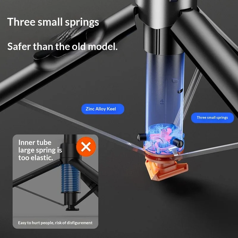 P61 Stretchable Selfie Stick with K-Style Fill Light, Auto Pop-Up Cell Phone Tripod Stand Remote Control for Live Streaming / Video Recording