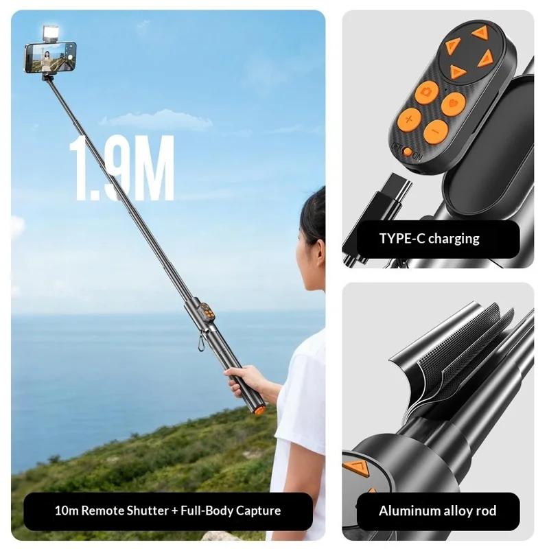 P29 Portable Selfie Stick Tripod Phone Holder with Remote Control Extendable Monopod for Live Streaming  /  Photography