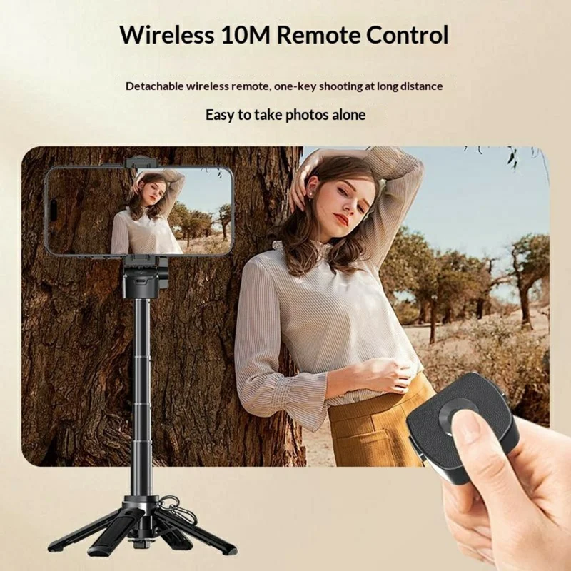 FUNSNAP P30 Taschenselfie-Stick 42 cm ausziehbar mit 4-Bein-Stativ und Bluetooth-kompatibler Fernbedienung für Smartphone