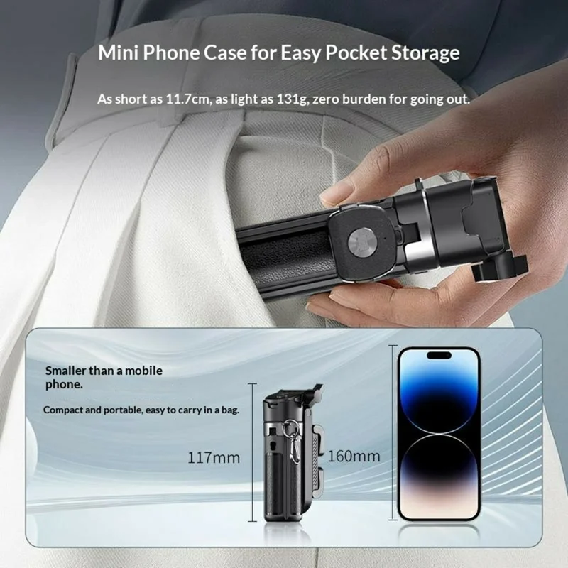 FUNSNAP P30 Taschenselfie-Stick 42 cm ausziehbar mit 4-Bein-Stativ und Bluetooth-kompatibler Fernbedienung für Smartphone