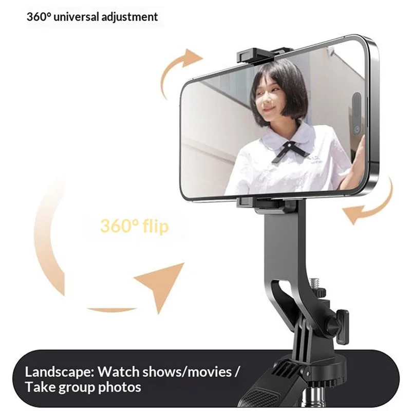 P18TK Monopode Bluetooth avec Pince pour Téléphone, Stabilisateur Anti-flou Portable, Extensible jusqu'à 1,8 m, Trépied à 4 Pieds pour Diffusion en Direct - Noir