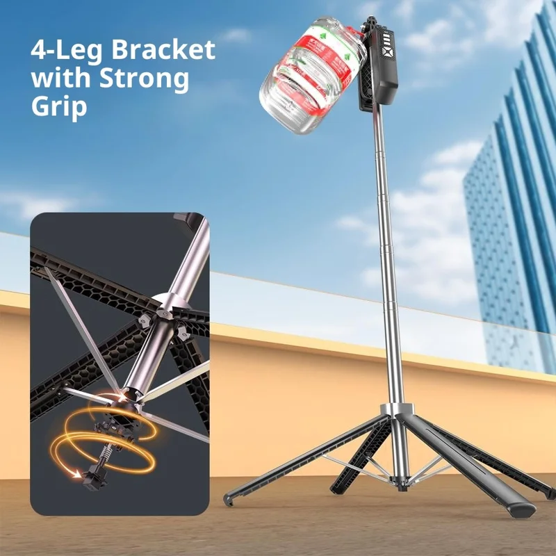 P18TK Selfie Stick con Luz de Relleno Cuadrada Individual, Estabilizador de Mano, Trípode de Emergencia para Transmisiones en Vivo - Negro