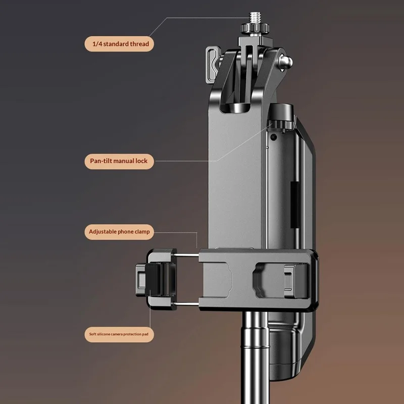 P18TK Selfie Stick con Luz de Relleno Cuadrada Individual, Estabilizador de Mano, Trípode de Emergencia para Transmisiones en Vivo - Negro