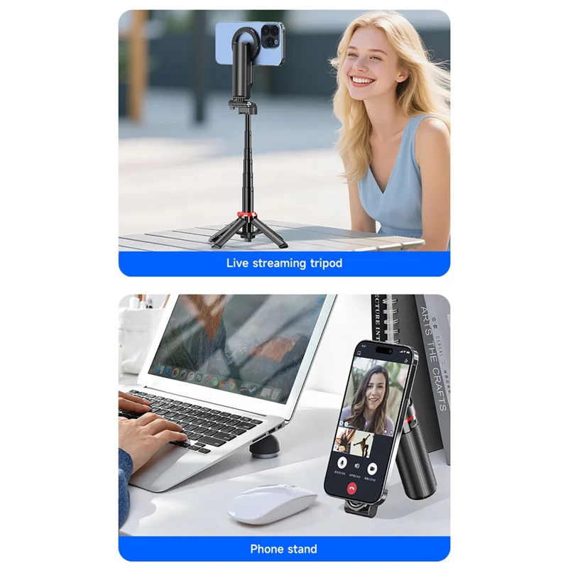 CYKE F08 Magnetic Phone Holder Mini Selfie Stick Stretchable 4-Leg Tripod Stand with Bluetooth-compatible Remote