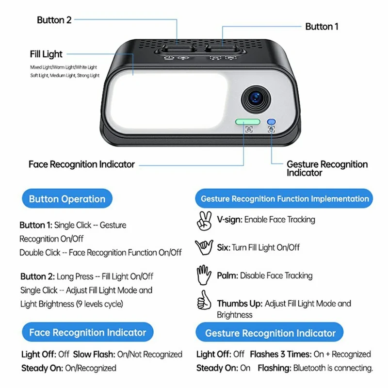 YESIDO SF32 Stabilisateur à 3 axes Trépied pour Smartphone Antidérapant pour Vlogging / Streaming en direct / Enregistrement vidéo - Noir