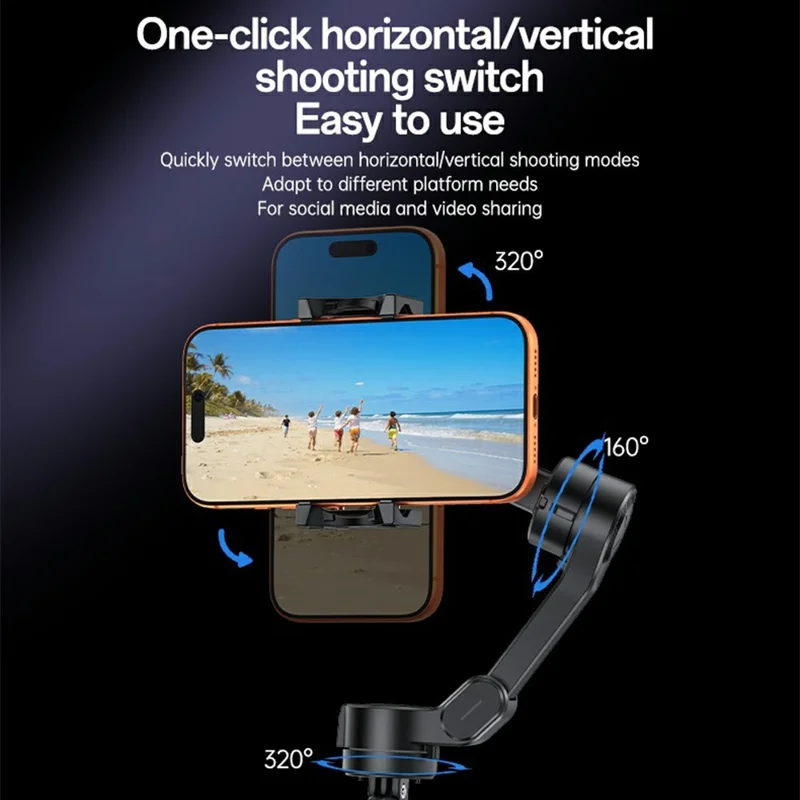 YESIDO SF32-PRO Smartphone Gimbal Stabilizer Bluetooth-Compatible Tripod Stand 3-Axis AI Tracking for Vlogging / Live Streaming / Video Recording - Black