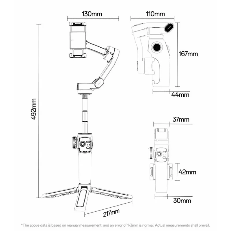 YESIDO SF32-PRO Smartphone Gimbal Stabilizer Bluetooth-Compatible Tripod Stand 3-Axis AI Tracking for Vlogging / Live Streaming / Video Recording - Black