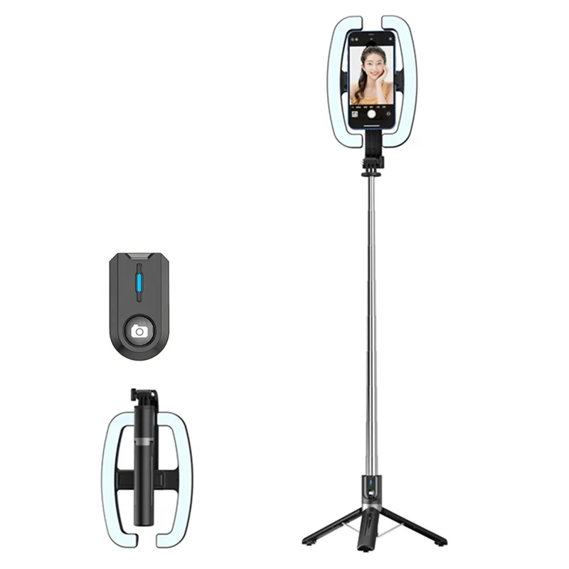 P99W Selfie Stick Ring Light Phone Tripod Stand Remote Control Beauty Fill Light for Live Streaming - Black