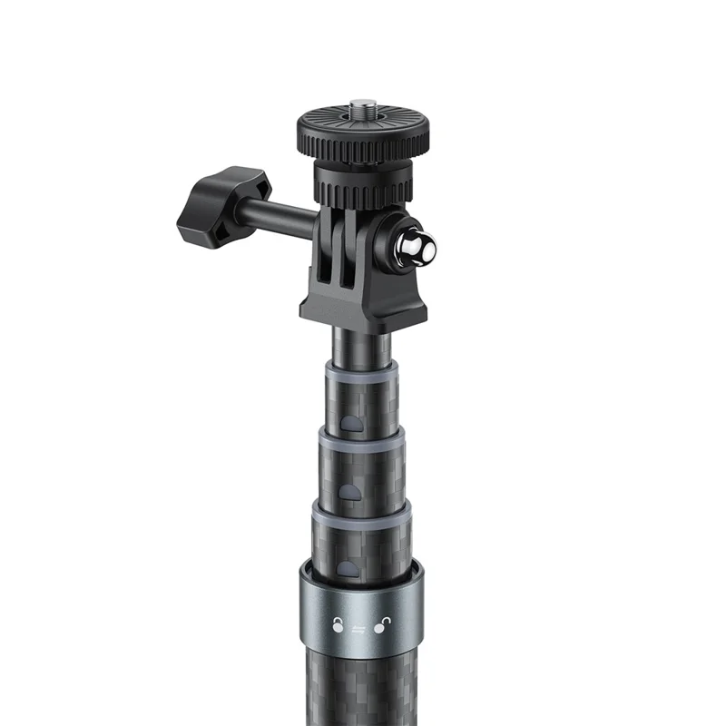 ACEFAST E38 1.2 м Углеродное телескопическое селфи-палка, 5-уровневая регулируемая селфи-палка - Черный / Серый