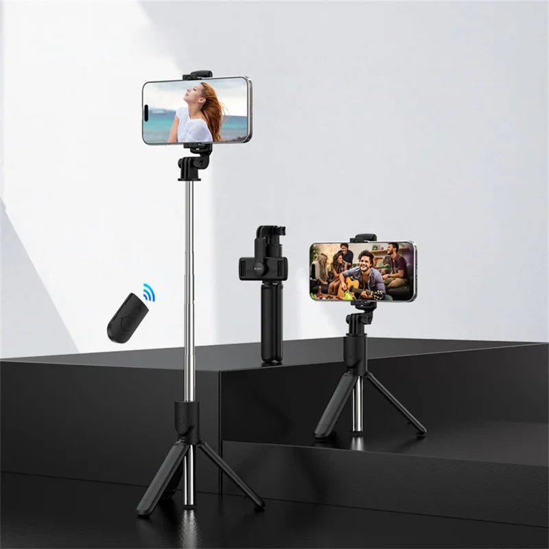 Tripé com Bastão Selfie DEVIA ES083 com Controlo Remoto Suporte para Telemóvel Dobrável para Transmissões em Direto e Fotografia - Preto