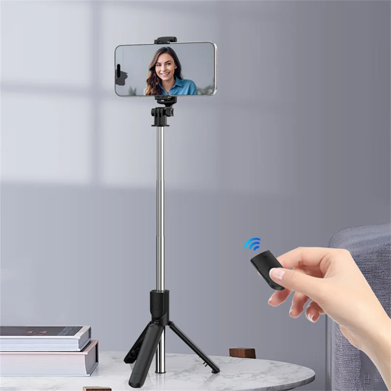 Tripé com Bastão Selfie DEVIA ES083 com Controlo Remoto Suporte para Telemóvel Dobrável para Transmissões em Direto e Fotografia - Preto