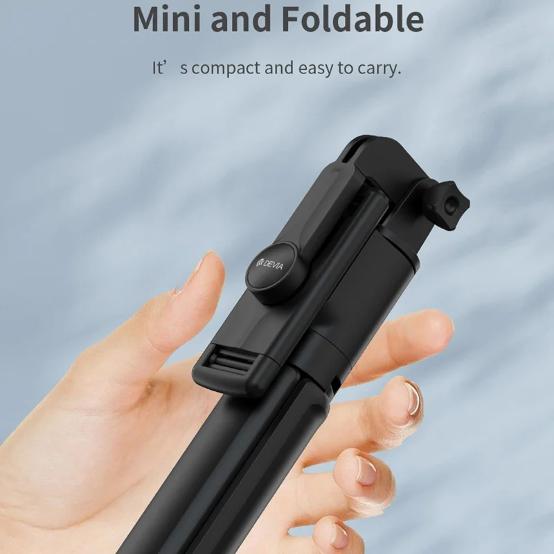 Tripé com Bastão Selfie DEVIA ES083 com Controlo Remoto Suporte para Telemóvel Dobrável para Transmissões em Direto e Fotografia - Preto