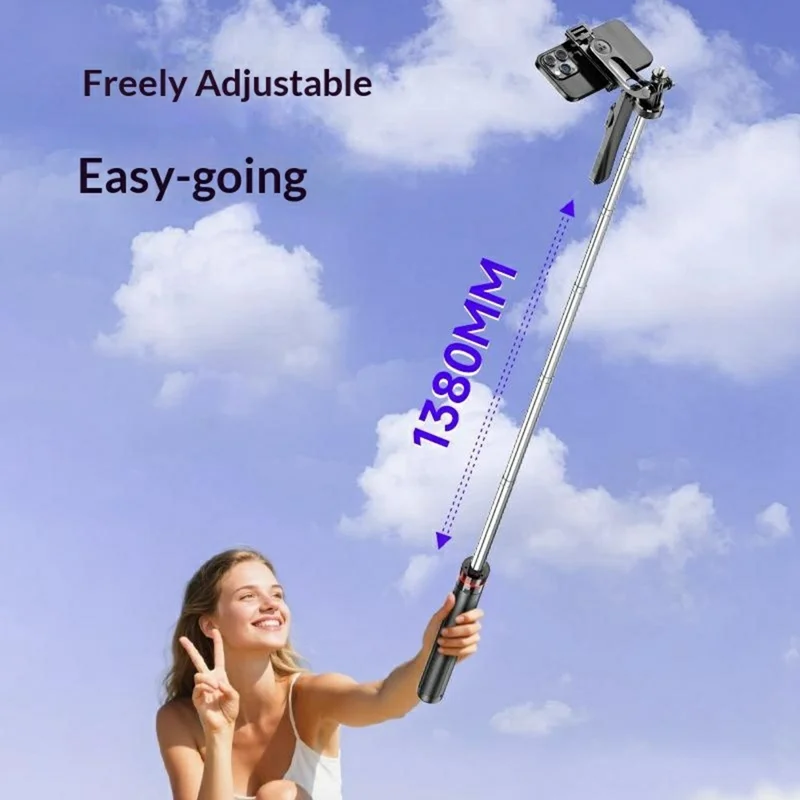 F05 Extendable Selfie Stick Tripod Stand 360° Rotating Remote Control Phone Holde for Vlogging Photography