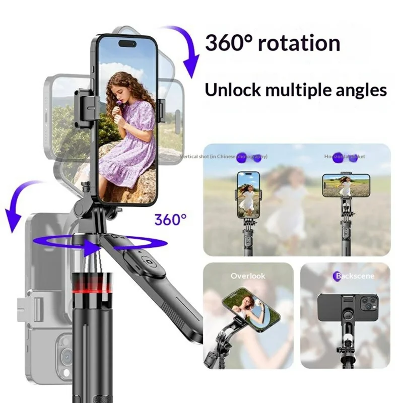 F05 Extendable Selfie Stick Tripod Stand 360° Rotating Remote Control Phone Holde for Vlogging Photography