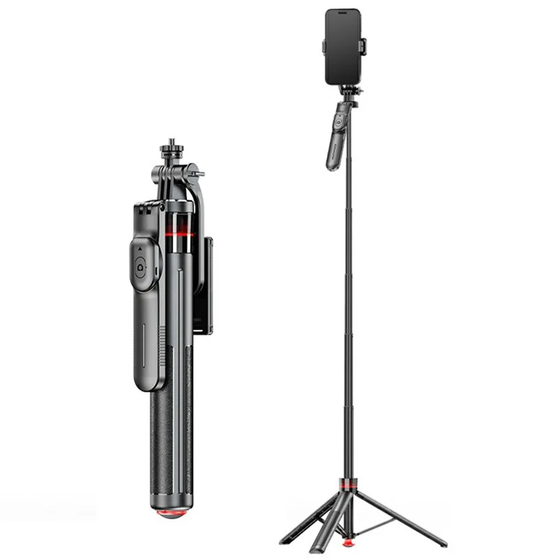 F06 One-Touch Deploy Selfie-Stick Stativ 1300 mm verlängerbares automatisches Stativ für Reisen, Vlogging – Schwarz